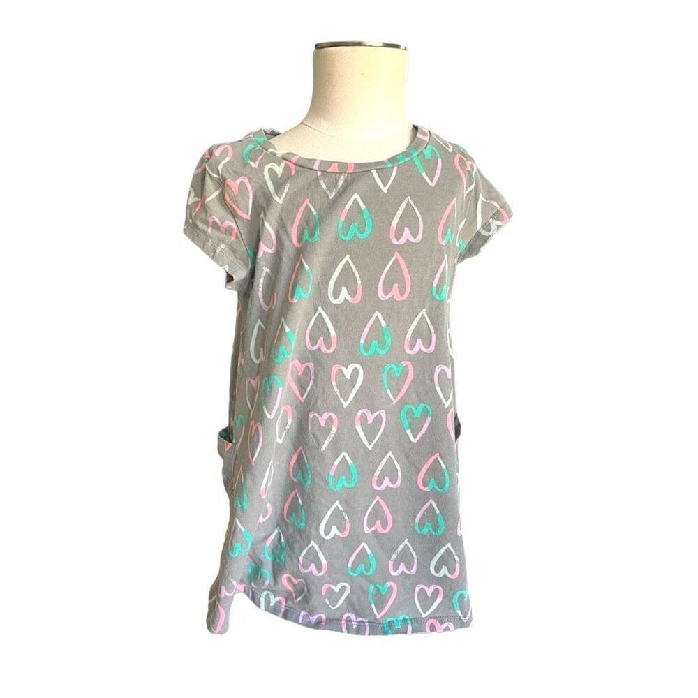 Toddler Girls Jumping Beans Jersey Knit Heart Print Dress w Pockets - Sz 3T